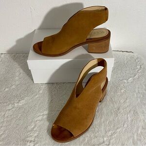 Sole Society Terryn Cinnamon Brown Suede Sandals Women’s Size 8M Stacked Heel